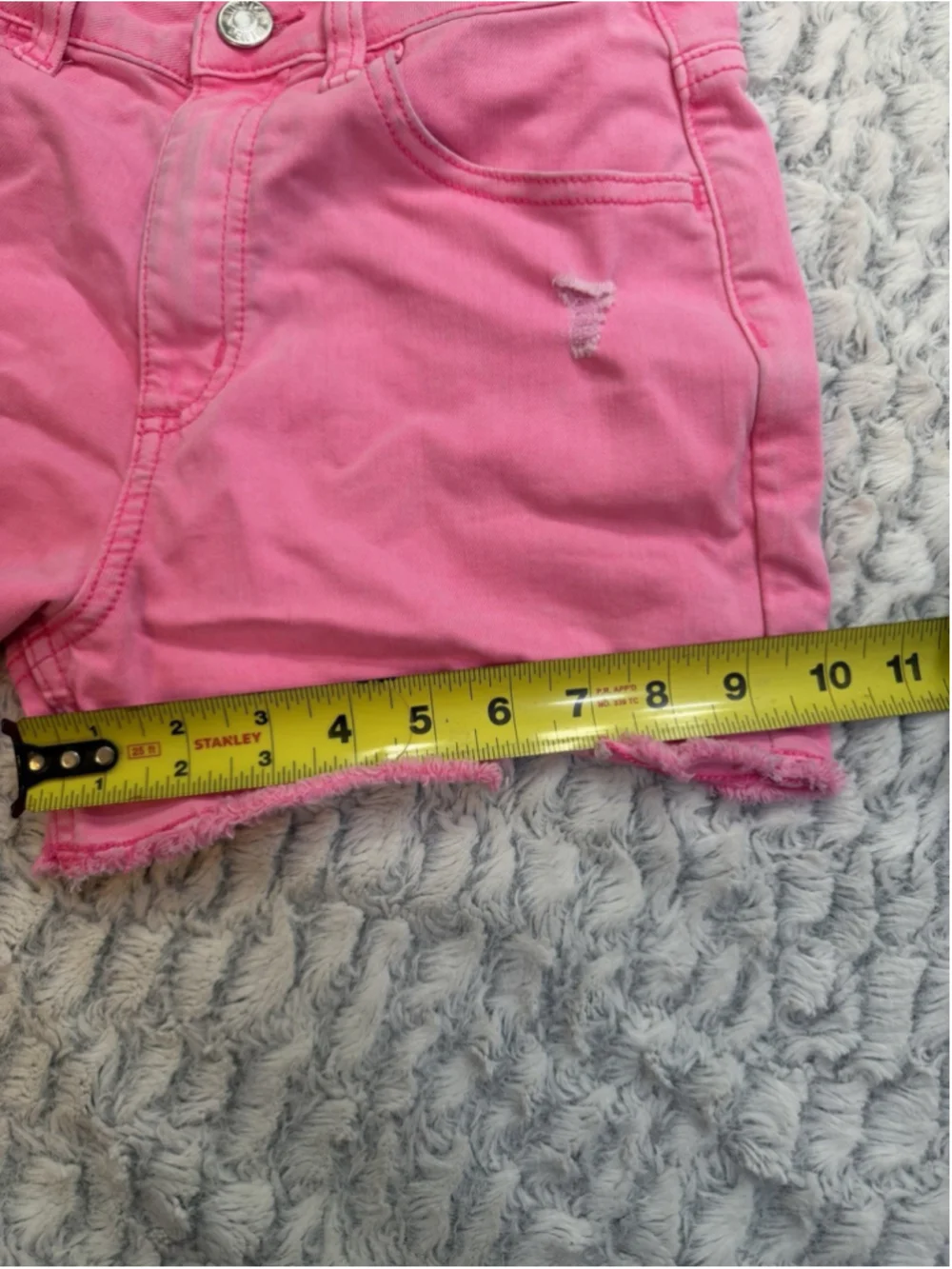 Justice Girls Size 14 Pink Denim Mini Mom Cut-Off Shorts Distressed Pockets